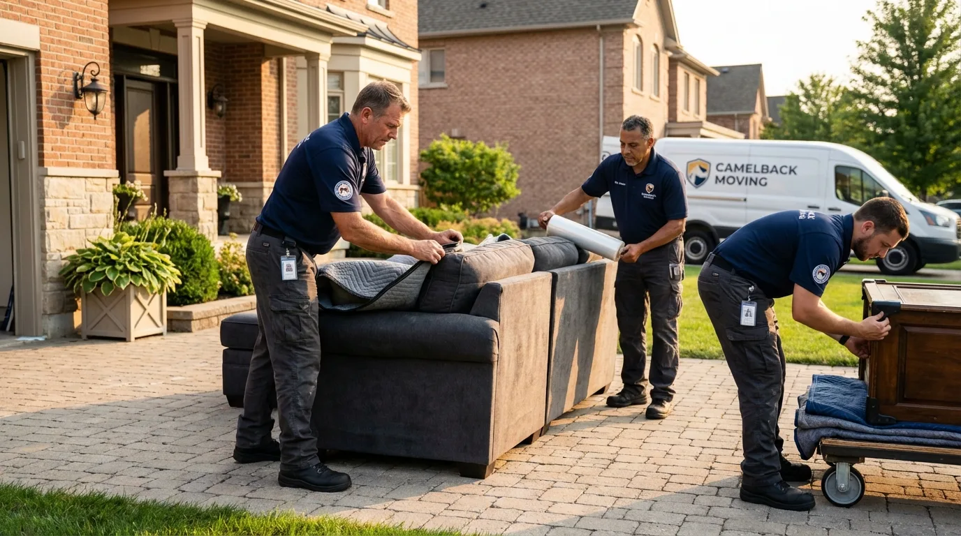 Large estate moving crew wrapping furniture in Lincoln, CA
