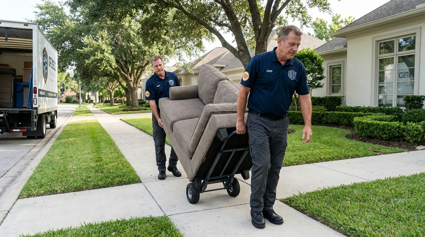 Local residential moving crew loading furniture in Lincoln, CA